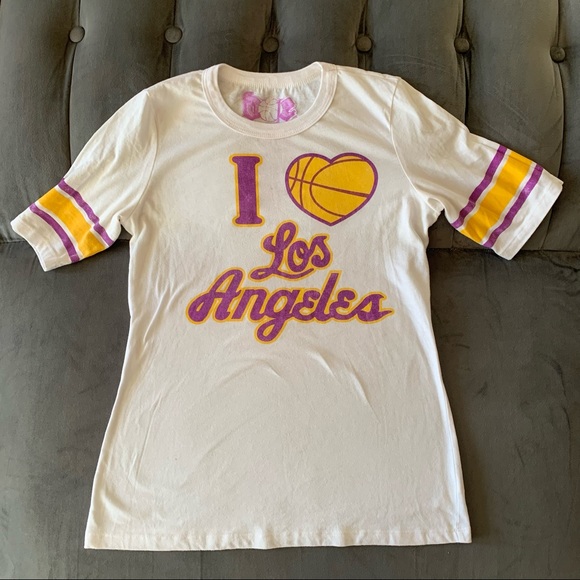 Vintage I Heart Los Angeles Lakers T-Shirt Hardwood Classics Woman's Large - Picture 10 of 11